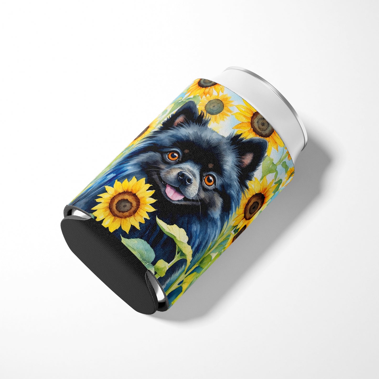 Pomeranian in Sunflowers Can or Bottle Hugger