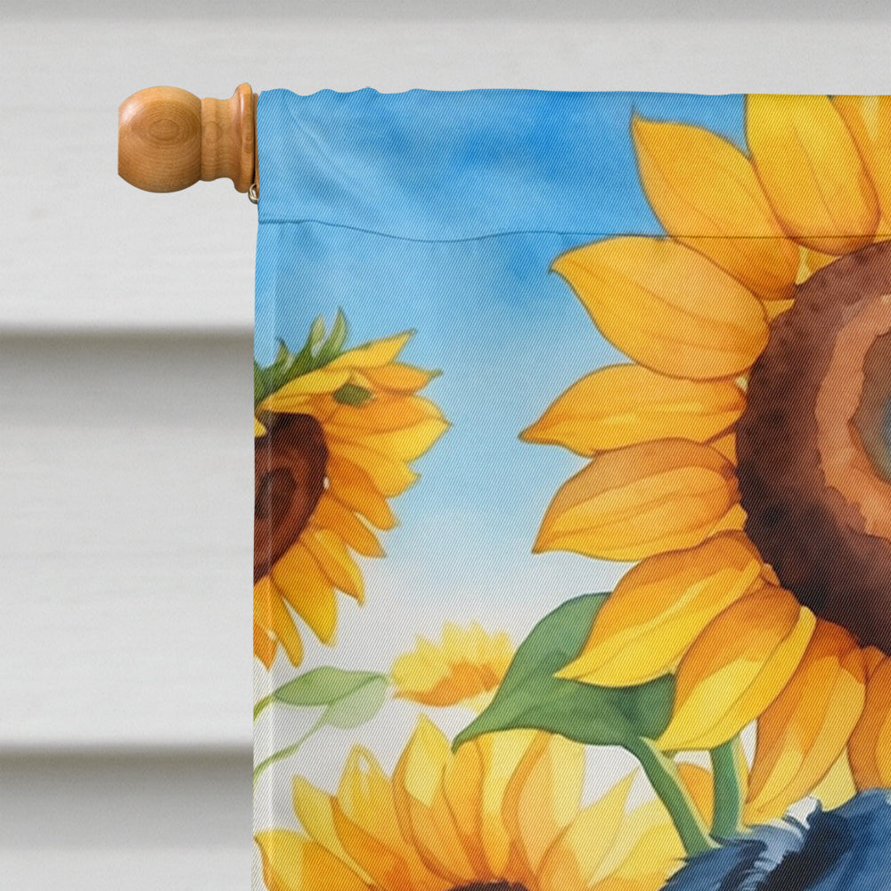 Rottweiler in Sunflowers House Flag