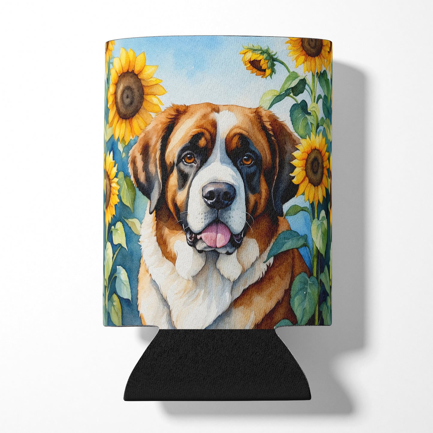 Buy this Saint Bernard in Sunflowers Can or Bottle Hugger