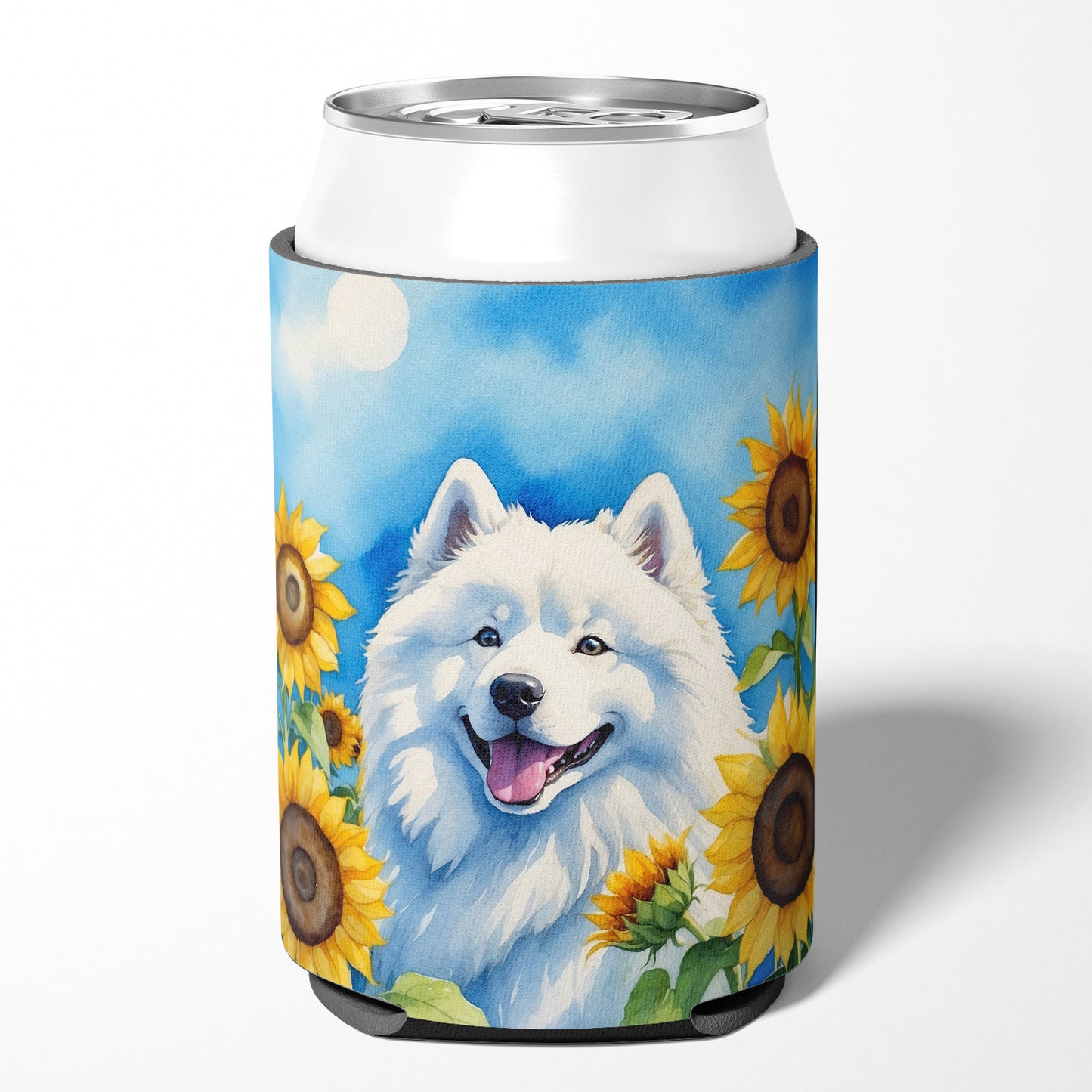 Samoyed in Sunflowers Can or Bottle Hugger