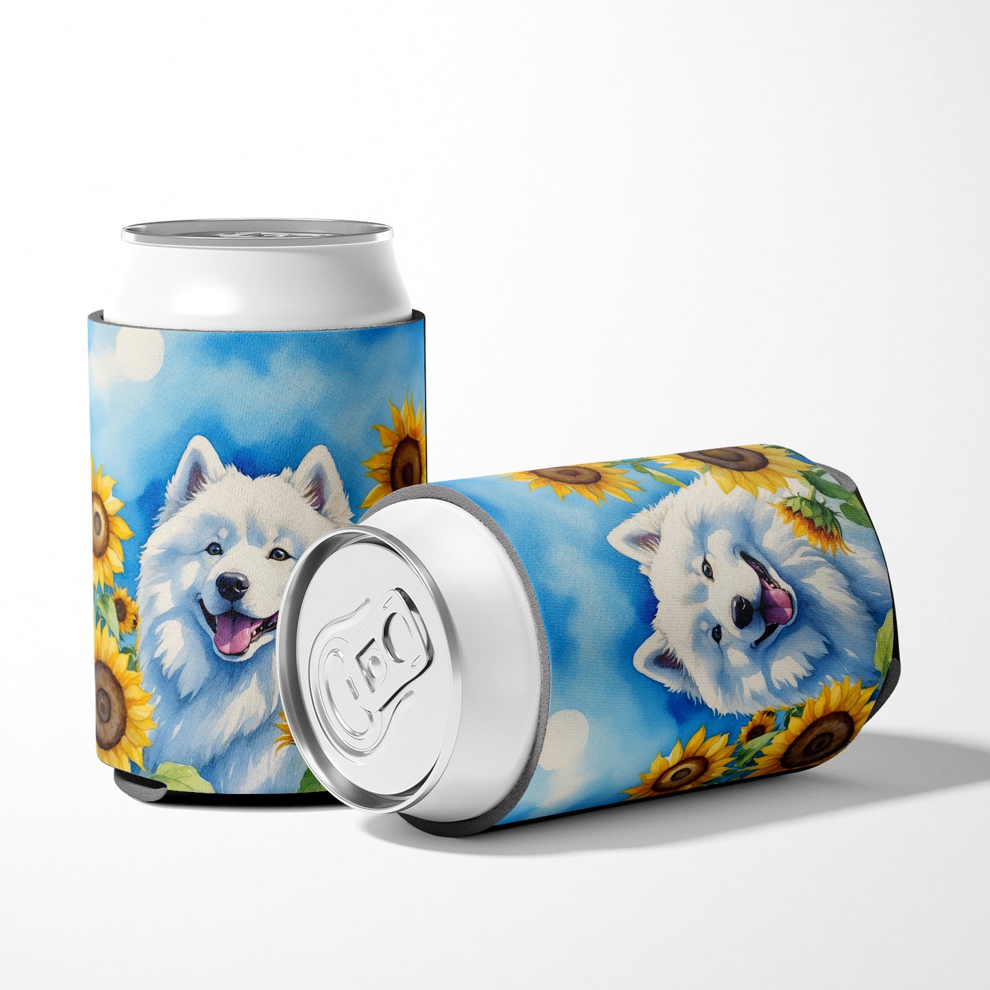 Samoyed in Sunflowers Can or Bottle Hugger