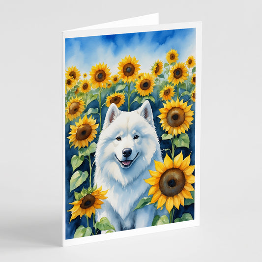 Buy this Samoyed in Sunflowers Greeting Cards Pack of 8