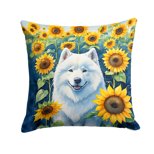 Buy this Samoyed in Sunflowers Throw Pillow