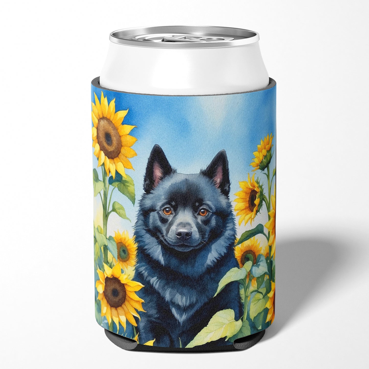 Schipperke in Sunflowers Can or Bottle Hugger