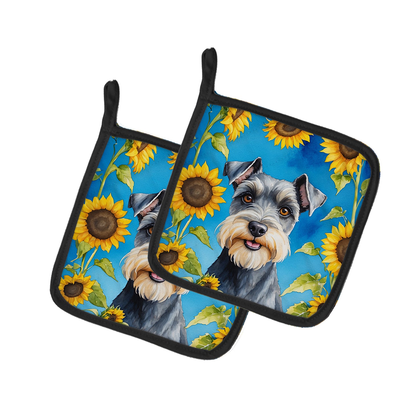 Buy this Schnauzer in Sunflowers Pair of Pot Holders