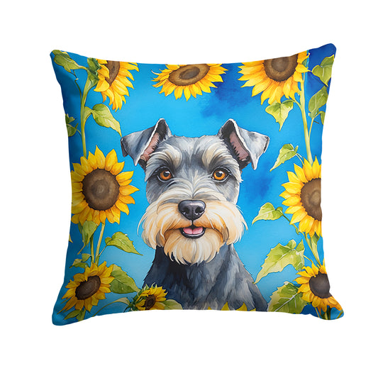 Buy this Schnauzer in Sunflowers Throw Pillow