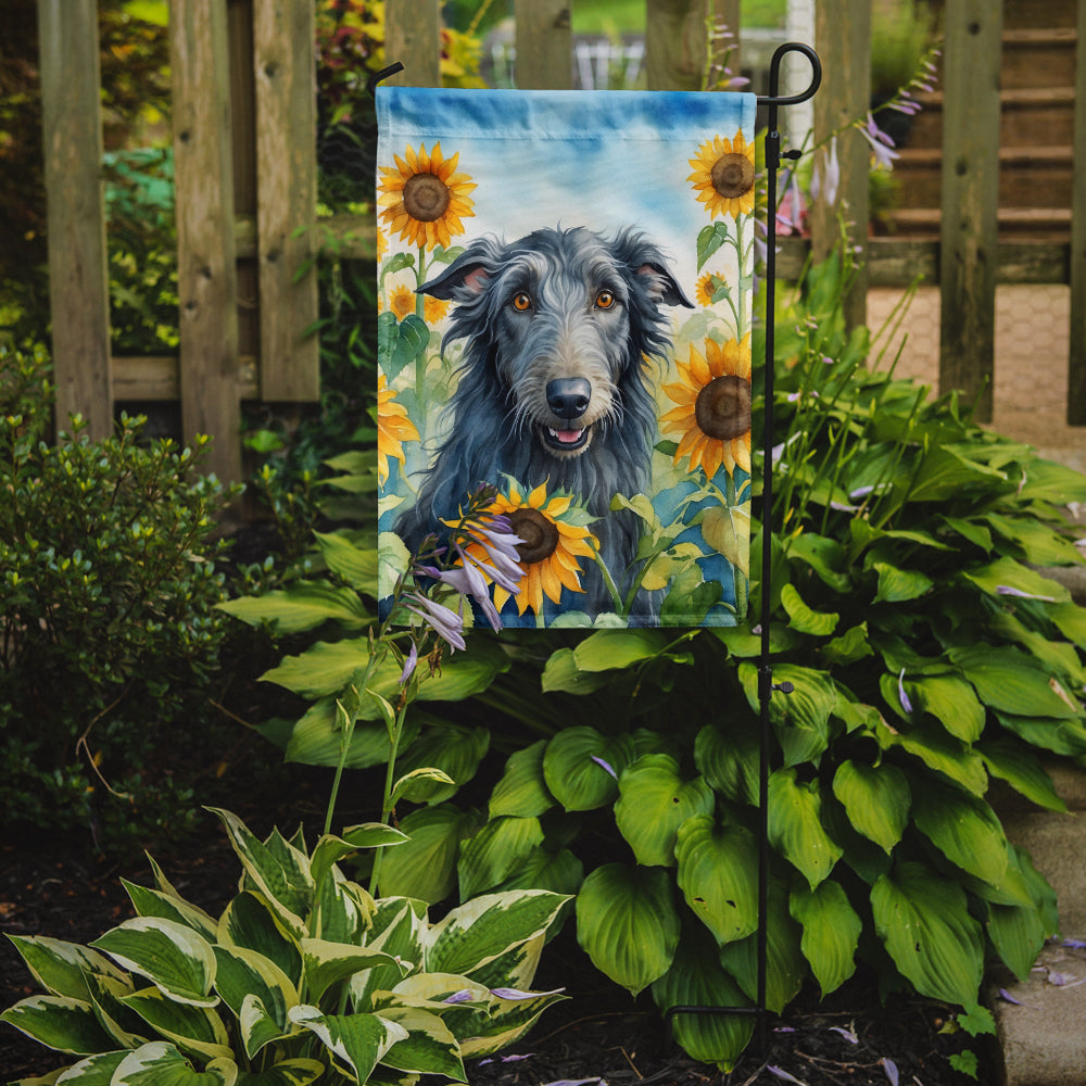 Scottish Deerhound in Sunflowers Garden Flag