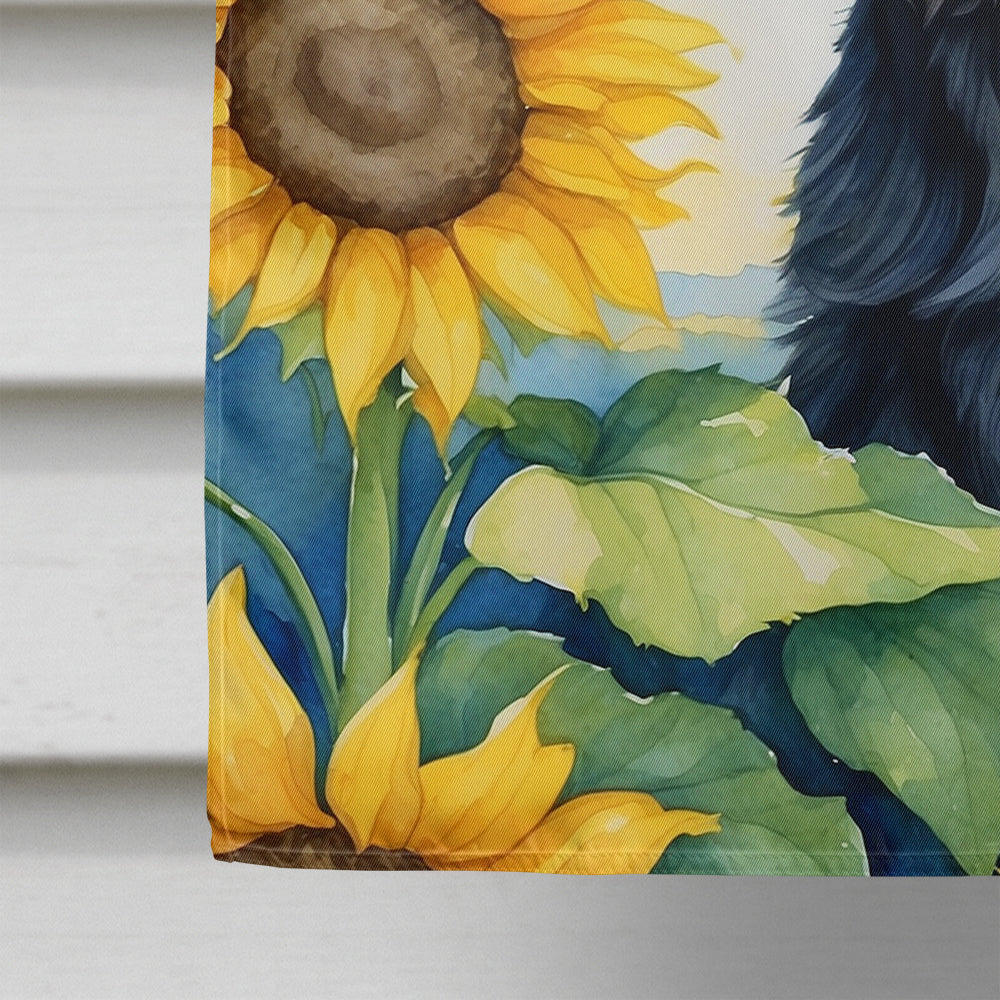 Scottish Terrier in Sunflowers House Flag