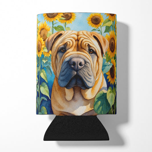 Buy this Shar Pei in Sunflowers Can or Bottle Hugger