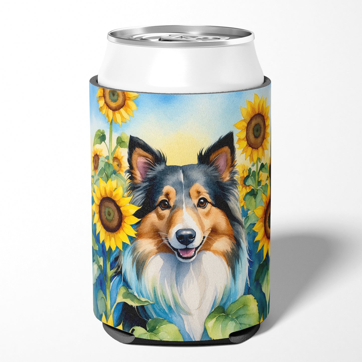 Sheltie in Sunflowers Can or Bottle Hugger