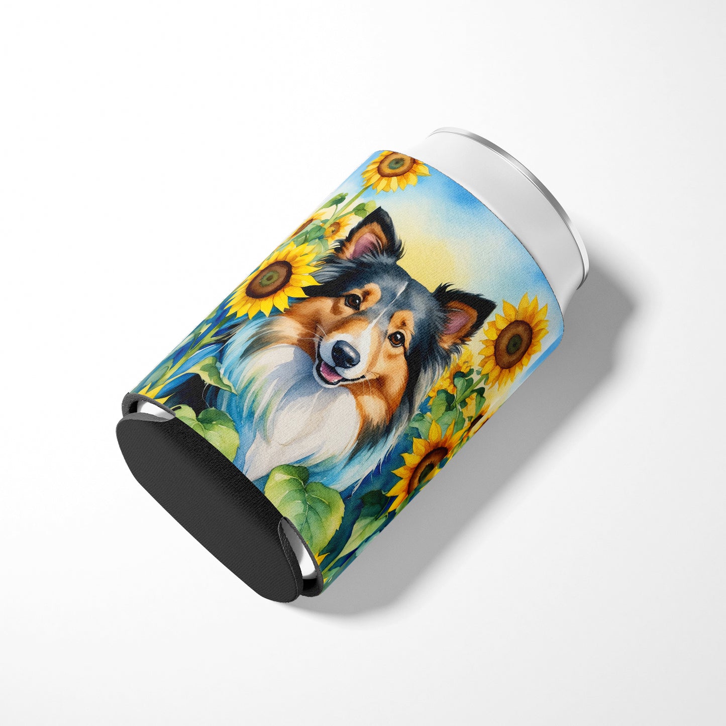 Sheltie in Sunflowers Can or Bottle Hugger