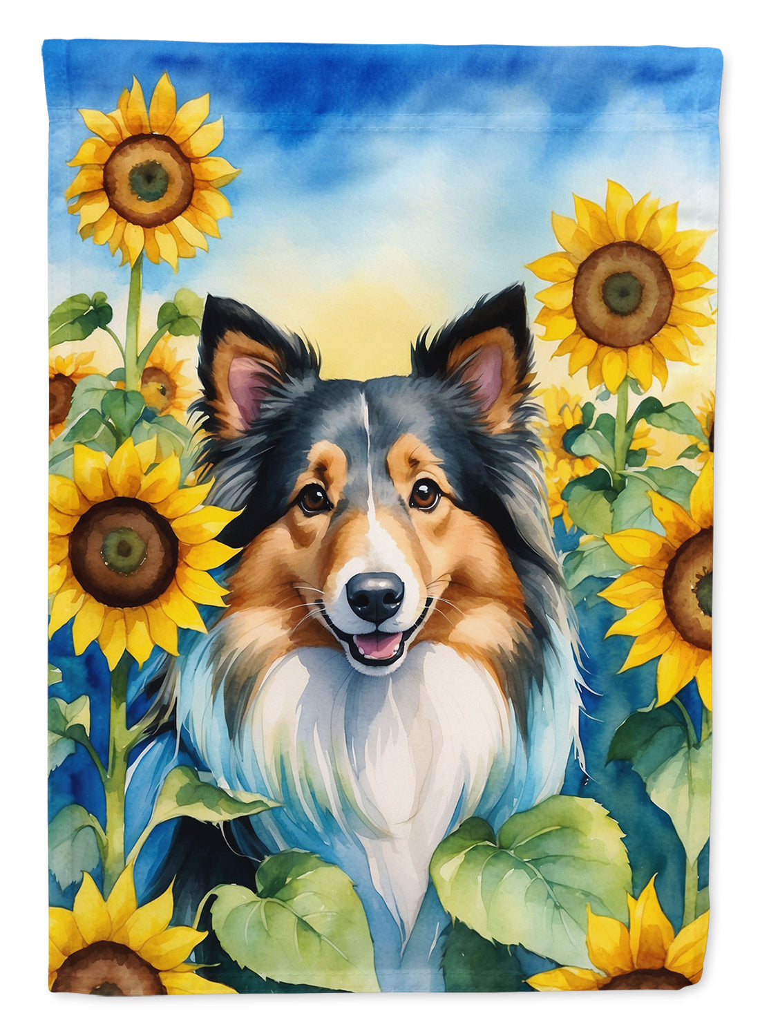Buy this Sheltie in Sunflowers Garden Flag