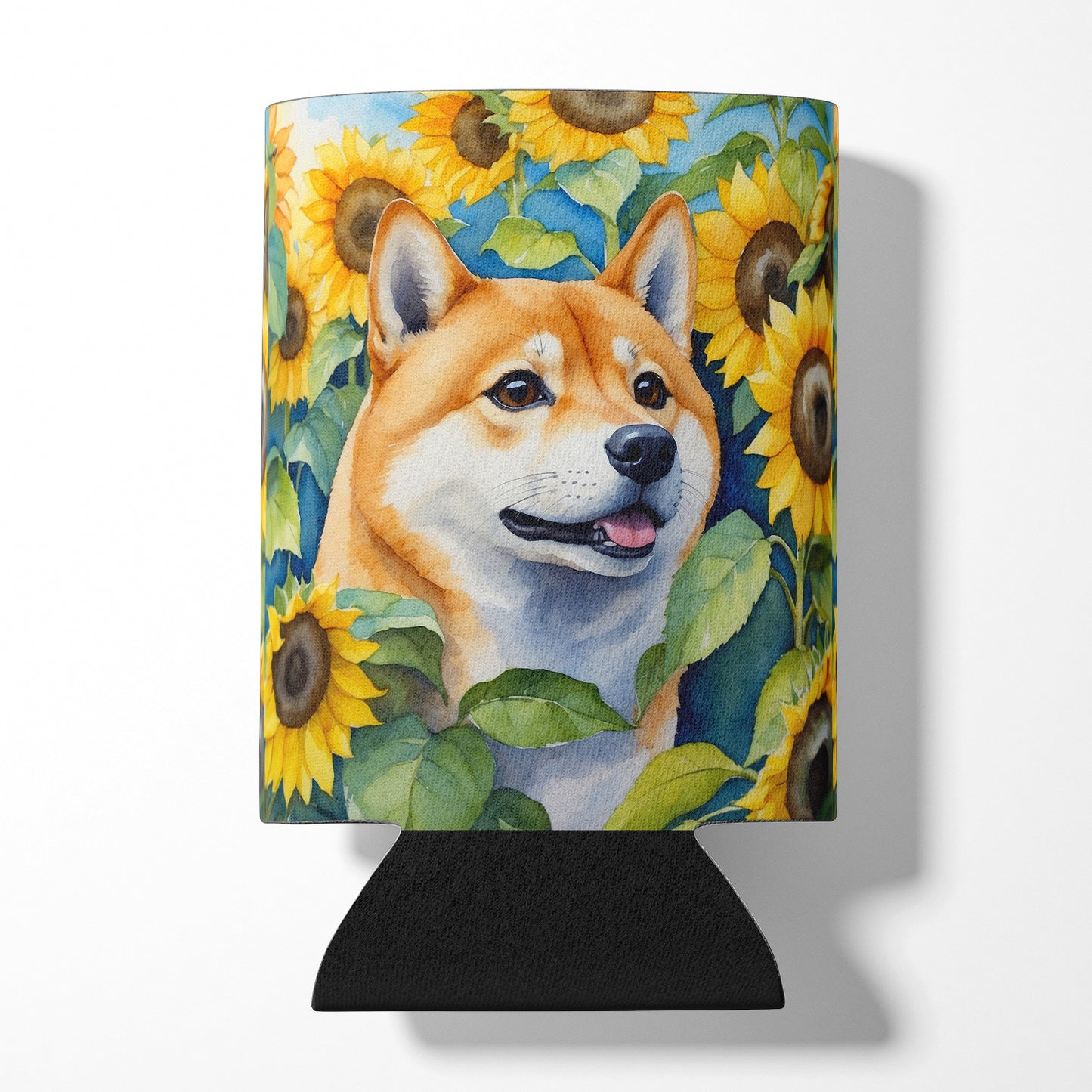 Buy this Shiba Inu in Sunflowers Can or Bottle Hugger