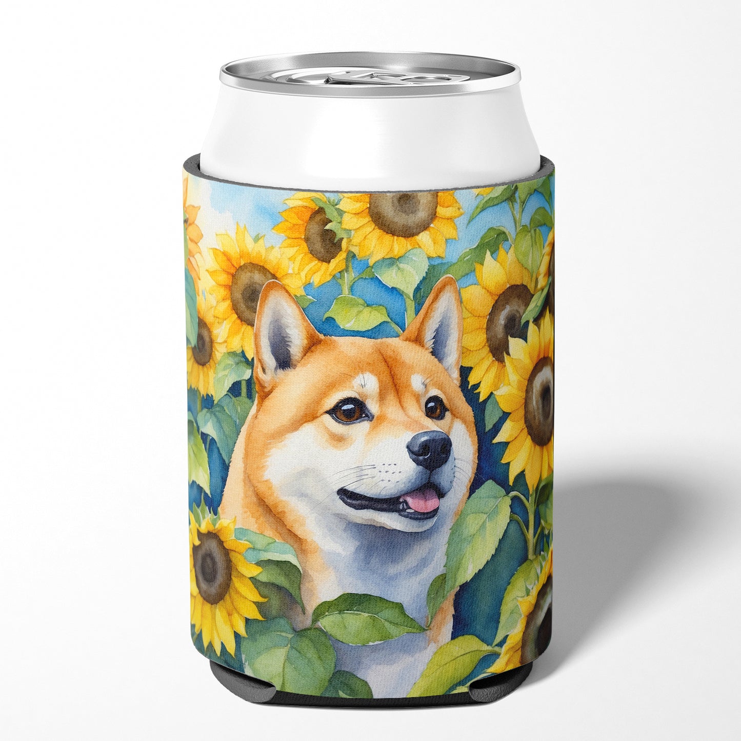 Shiba Inu in Sunflowers Can or Bottle Hugger