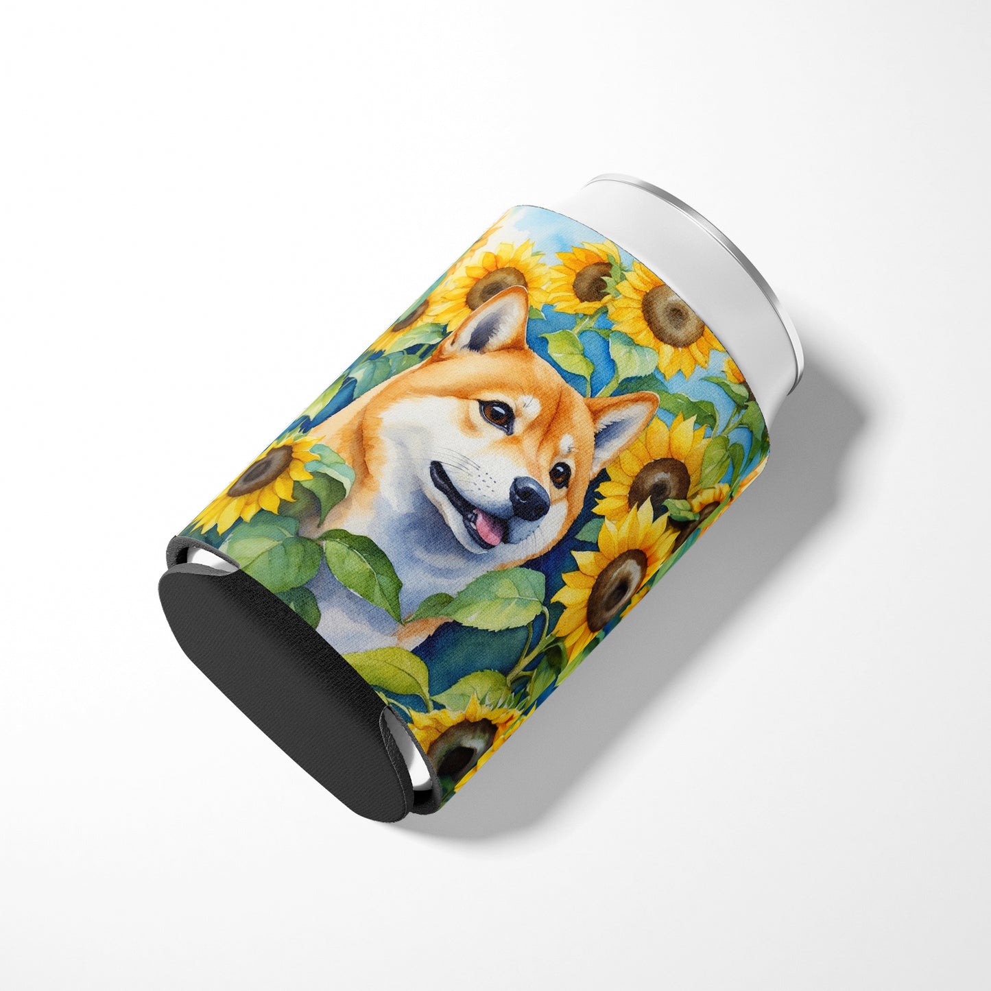 Shiba Inu in Sunflowers Can or Bottle Hugger