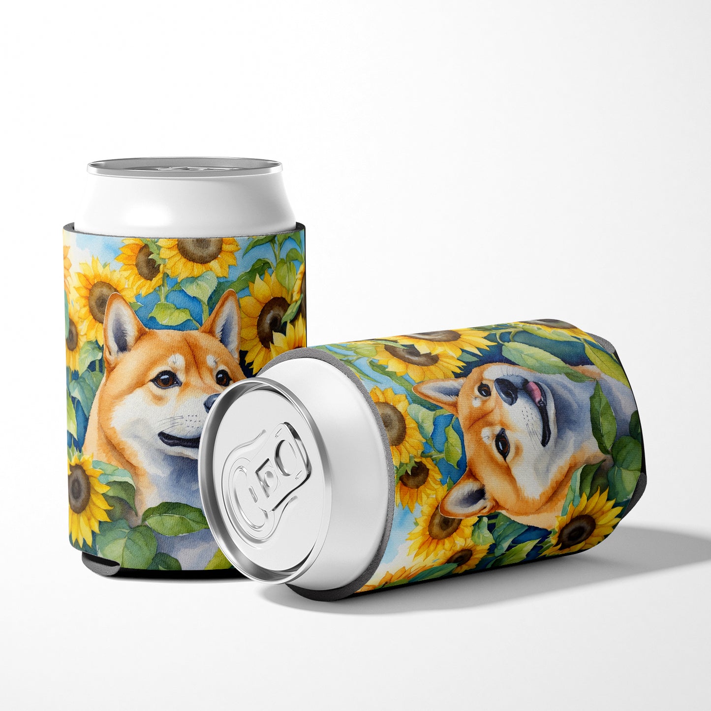 Shiba Inu in Sunflowers Can or Bottle Hugger