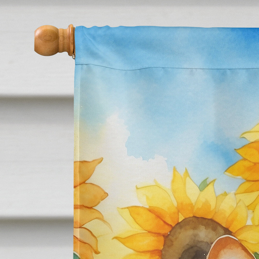 Shiba Inu in Sunflowers House Flag