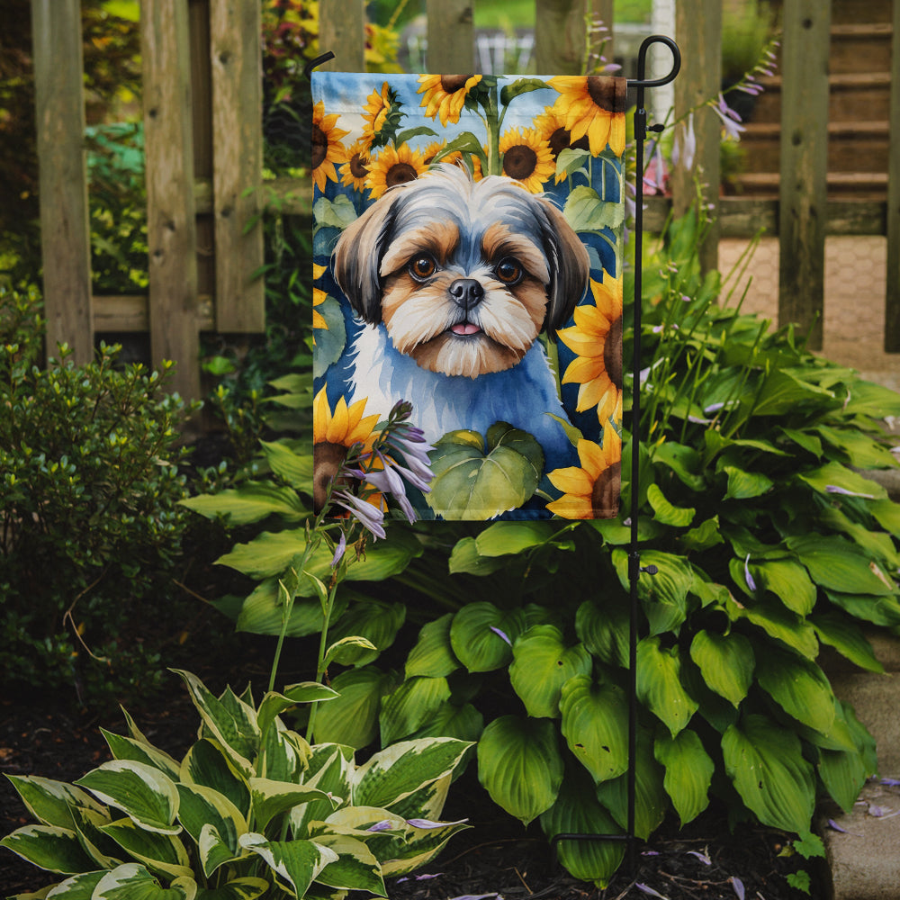 Shih Tzu in Sunflowers Garden Flag