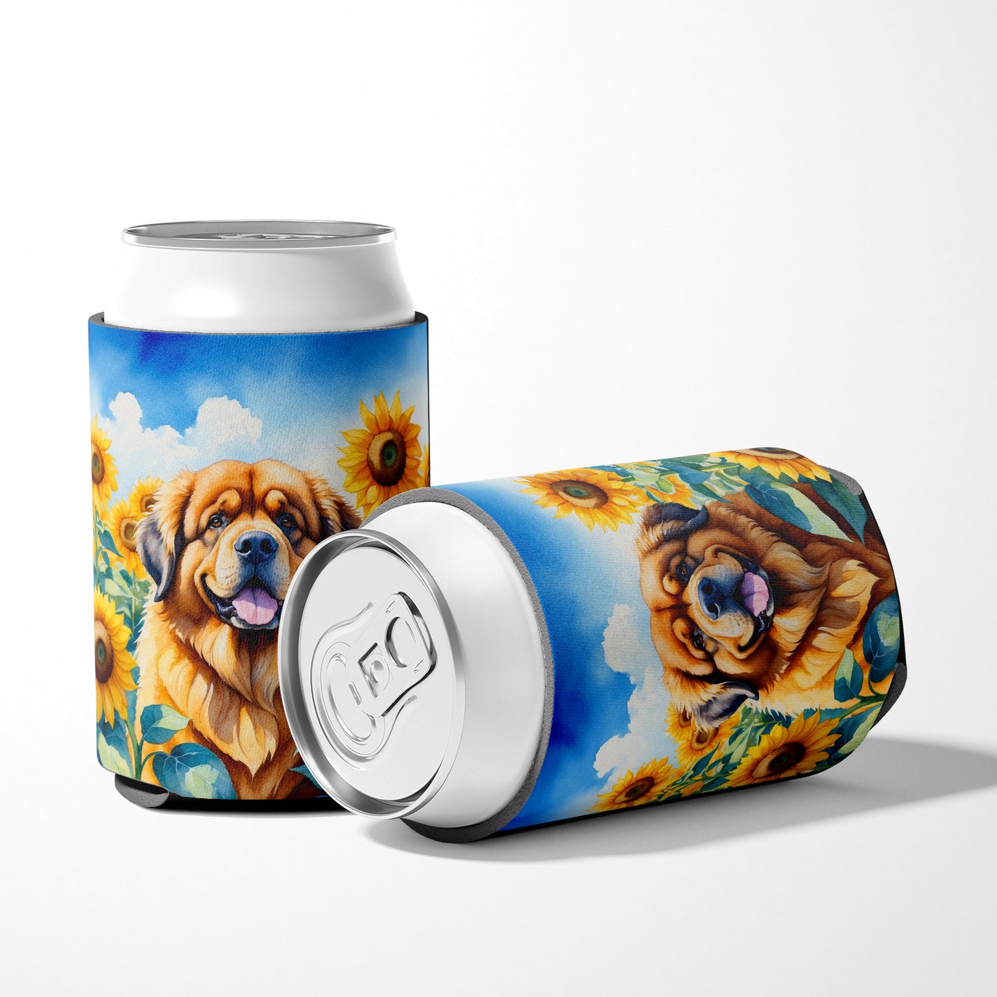 Tibetan Mastiff in Sunflowers Can or Bottle Hugger