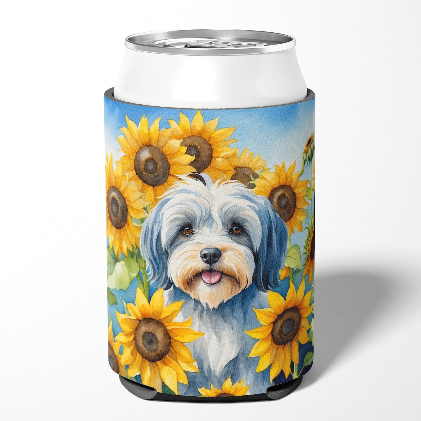 Tibetan Terrier in Sunflowers Can or Bottle Hugger