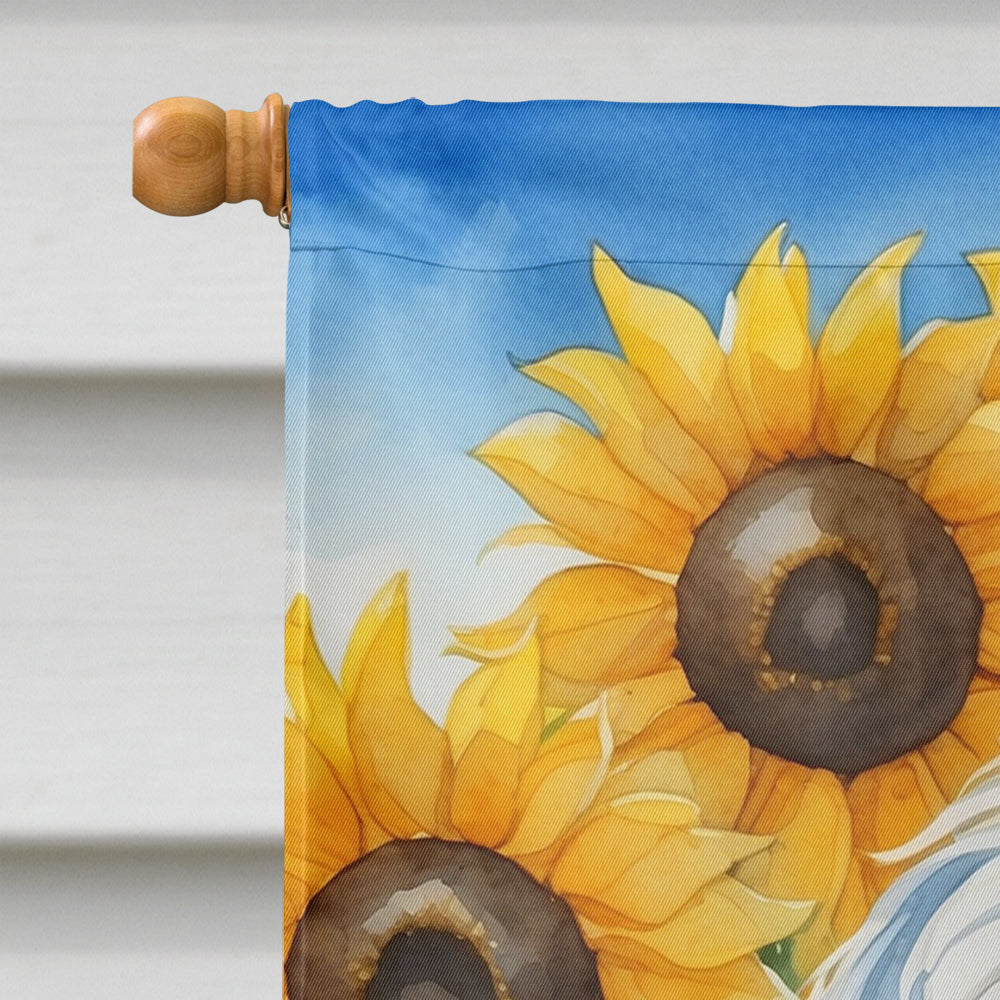 Tibetan Terrier in Sunflowers House Flag