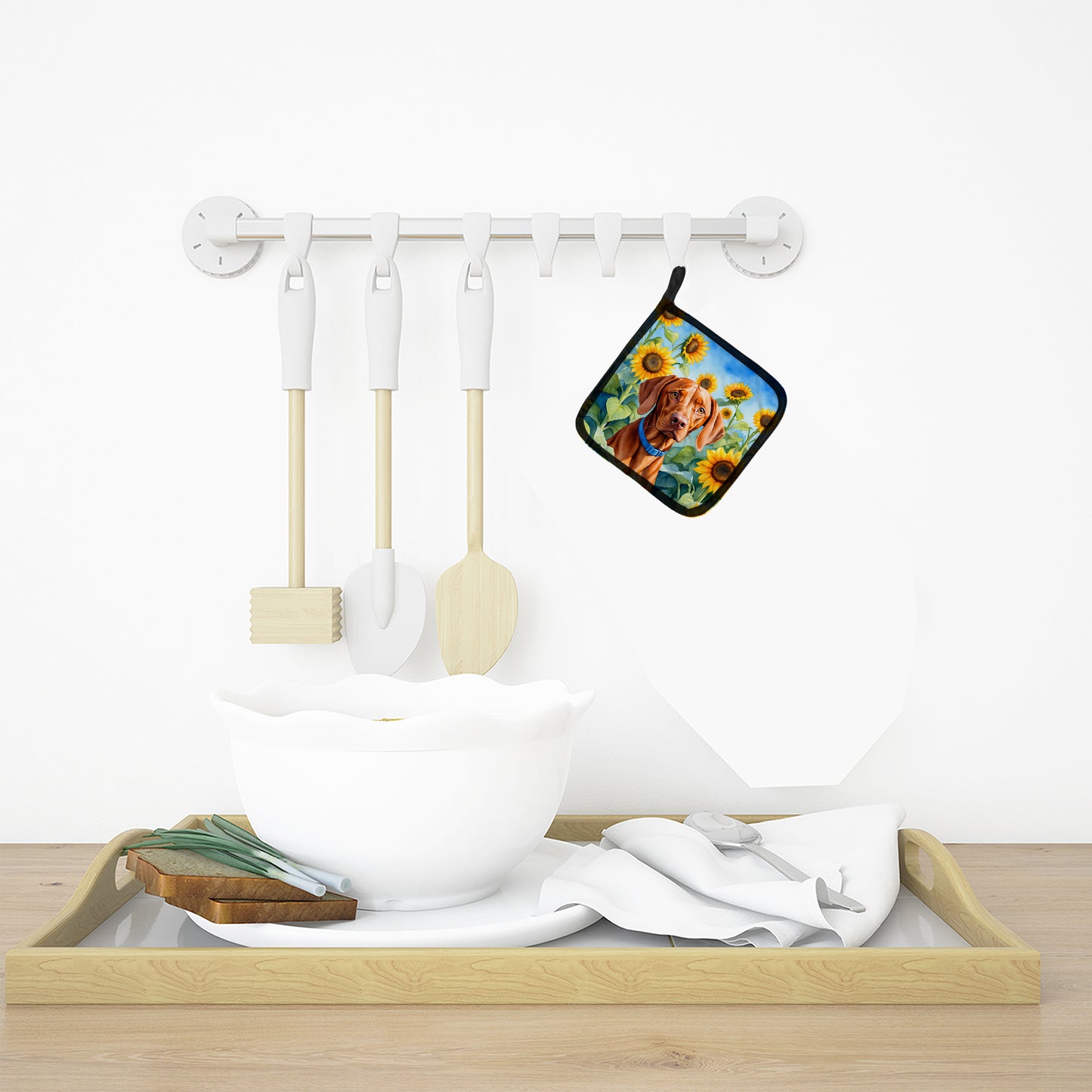 Vizsla in Sunflowers Pair of Pot Holders