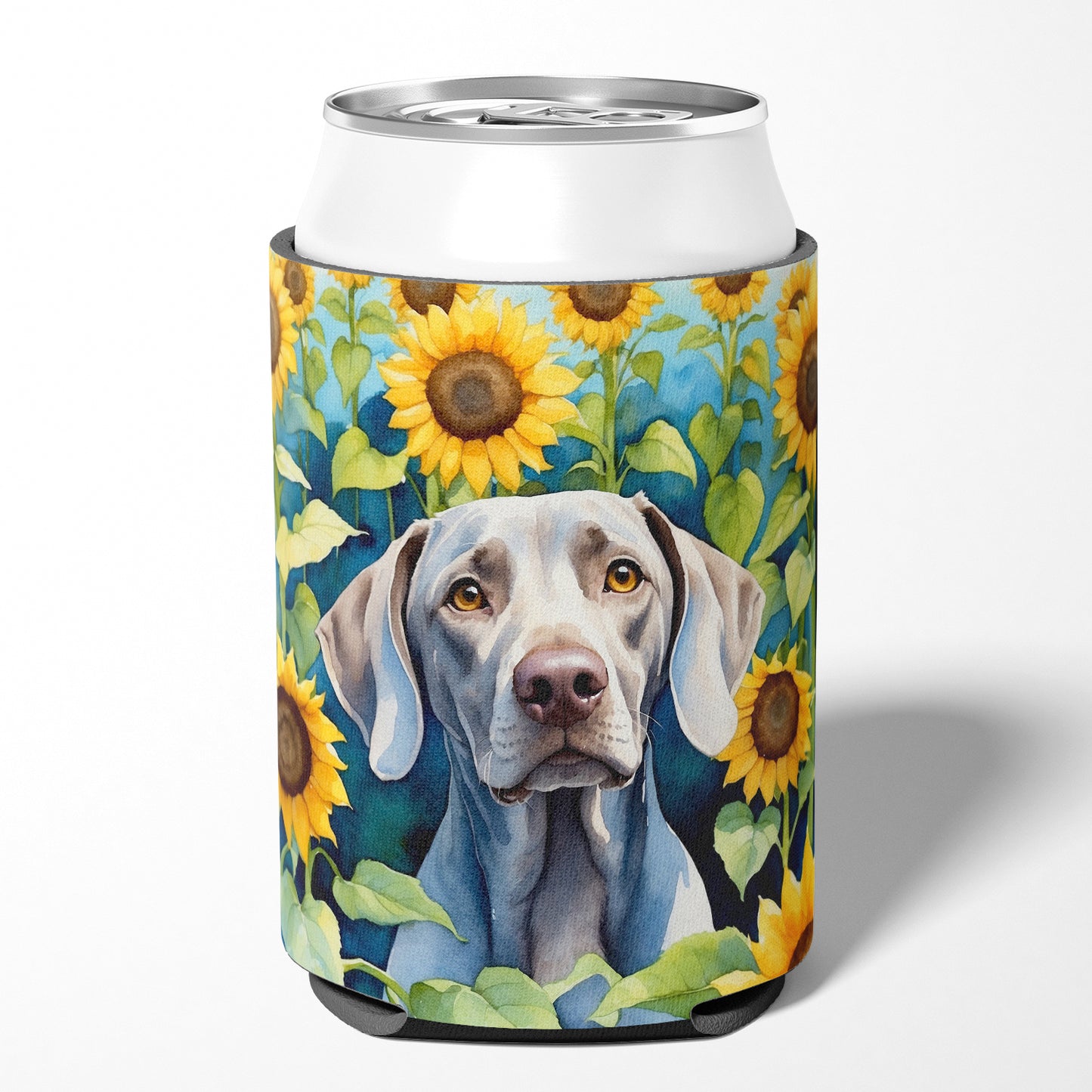 Weimaraner in Sunflowers Can or Bottle Hugger