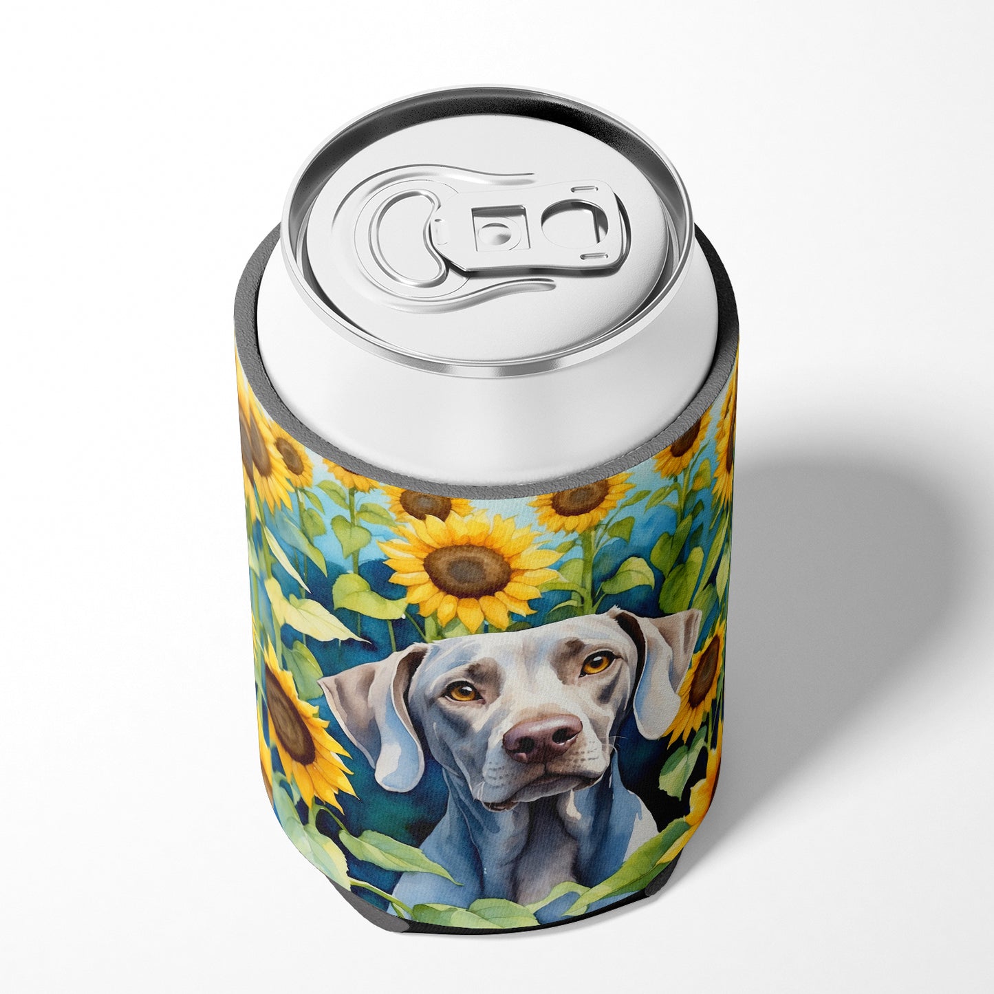 Weimaraner in Sunflowers Can or Bottle Hugger