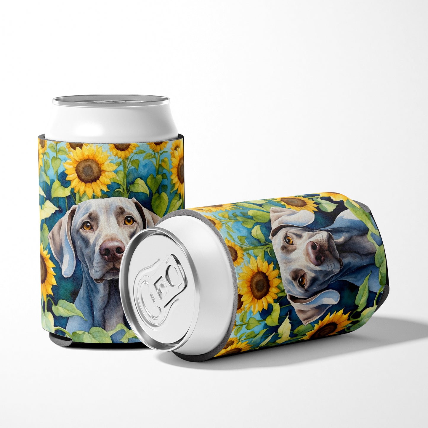 Weimaraner in Sunflowers Can or Bottle Hugger