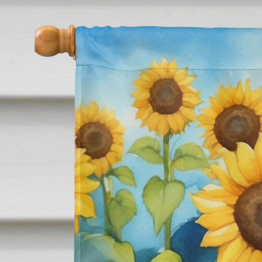 Weimaraner in Sunflowers House Flag