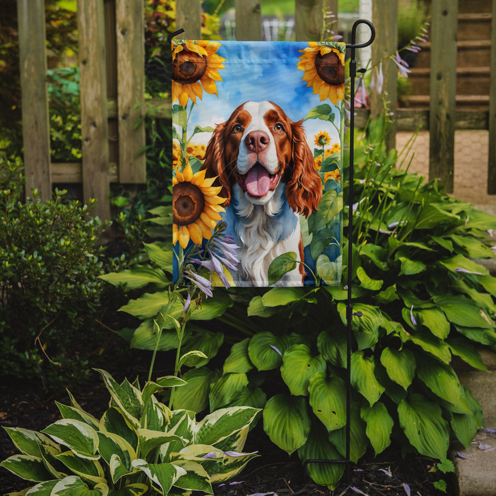 Welsh Springer Spaniel in Sunflowers Garden Flag