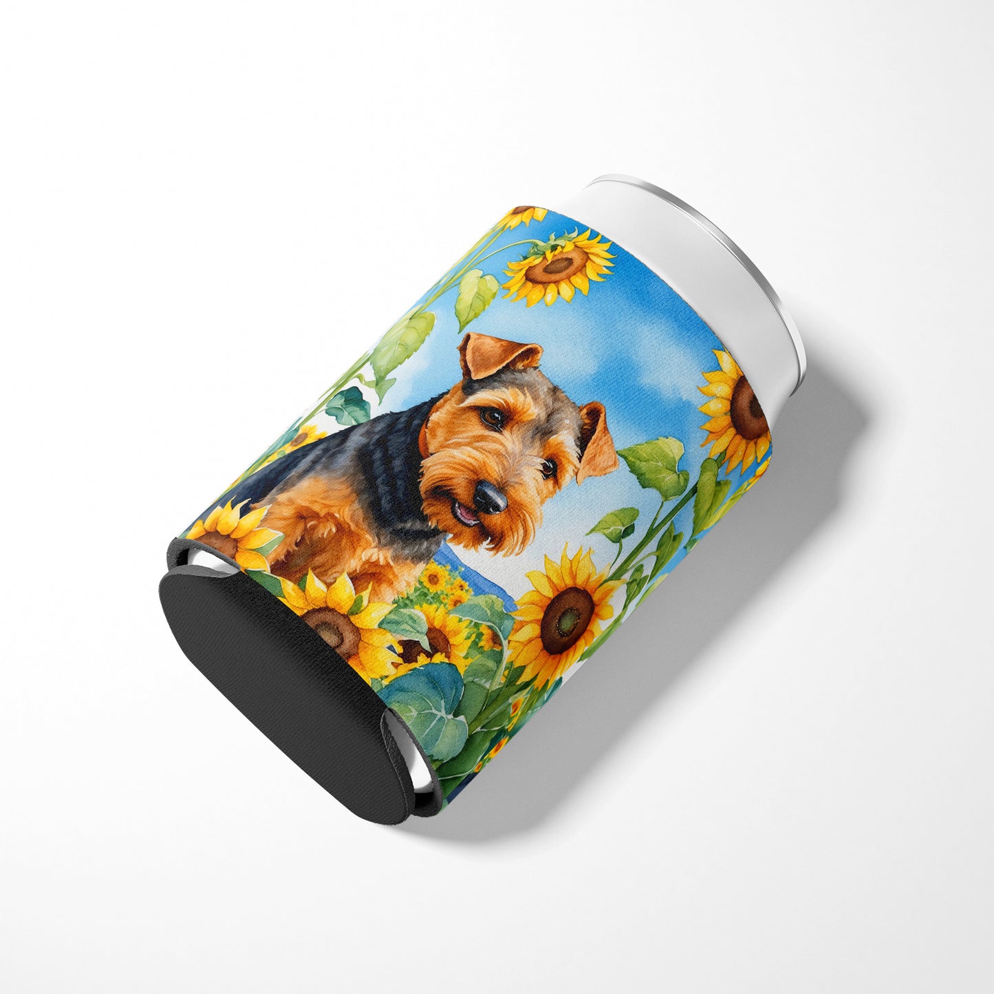 Welsh Terrier in Sunflowers Can or Bottle Hugger