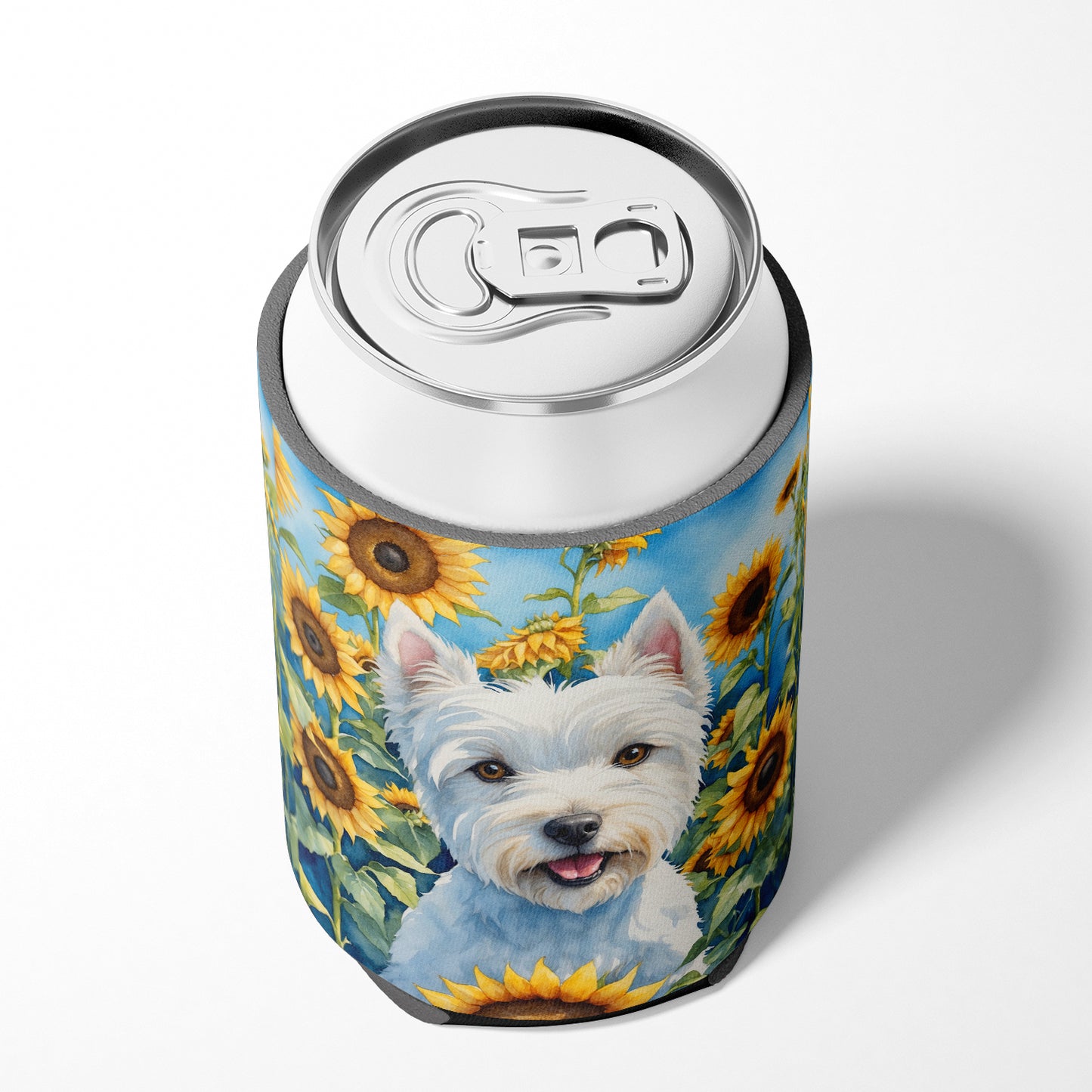 Westie in Sunflowers Can or Bottle Hugger