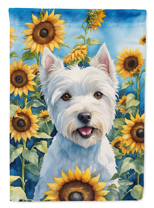 Buy this Westie in Sunflowers Garden Flag
