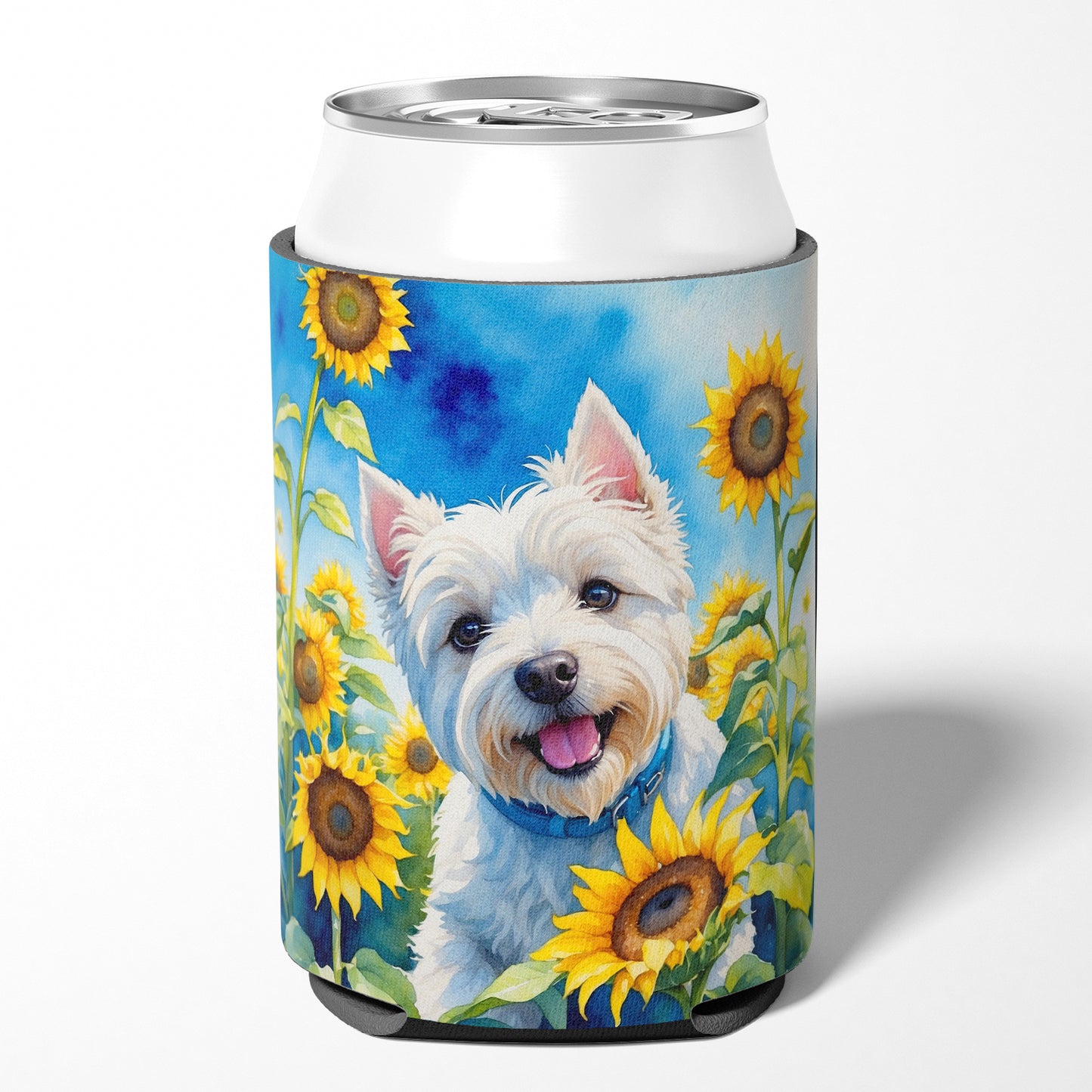 Westie in Sunflowers Can or Bottle Hugger