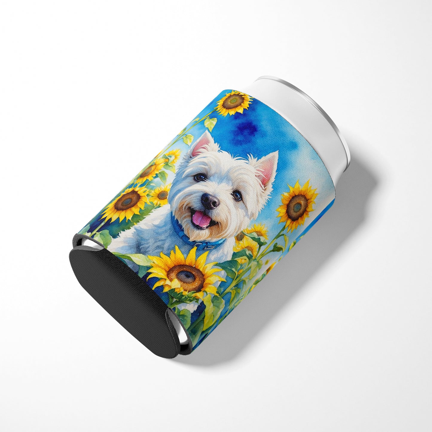Westie in Sunflowers Can or Bottle Hugger