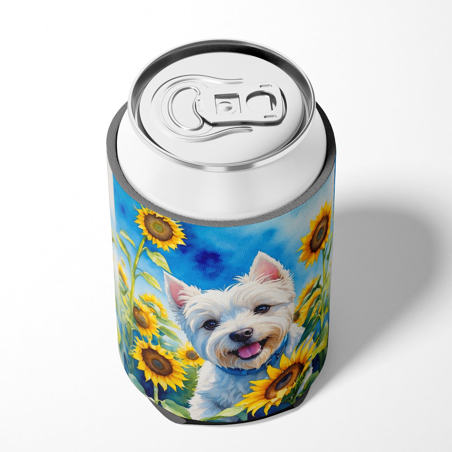 Westie in Sunflowers Can or Bottle Hugger