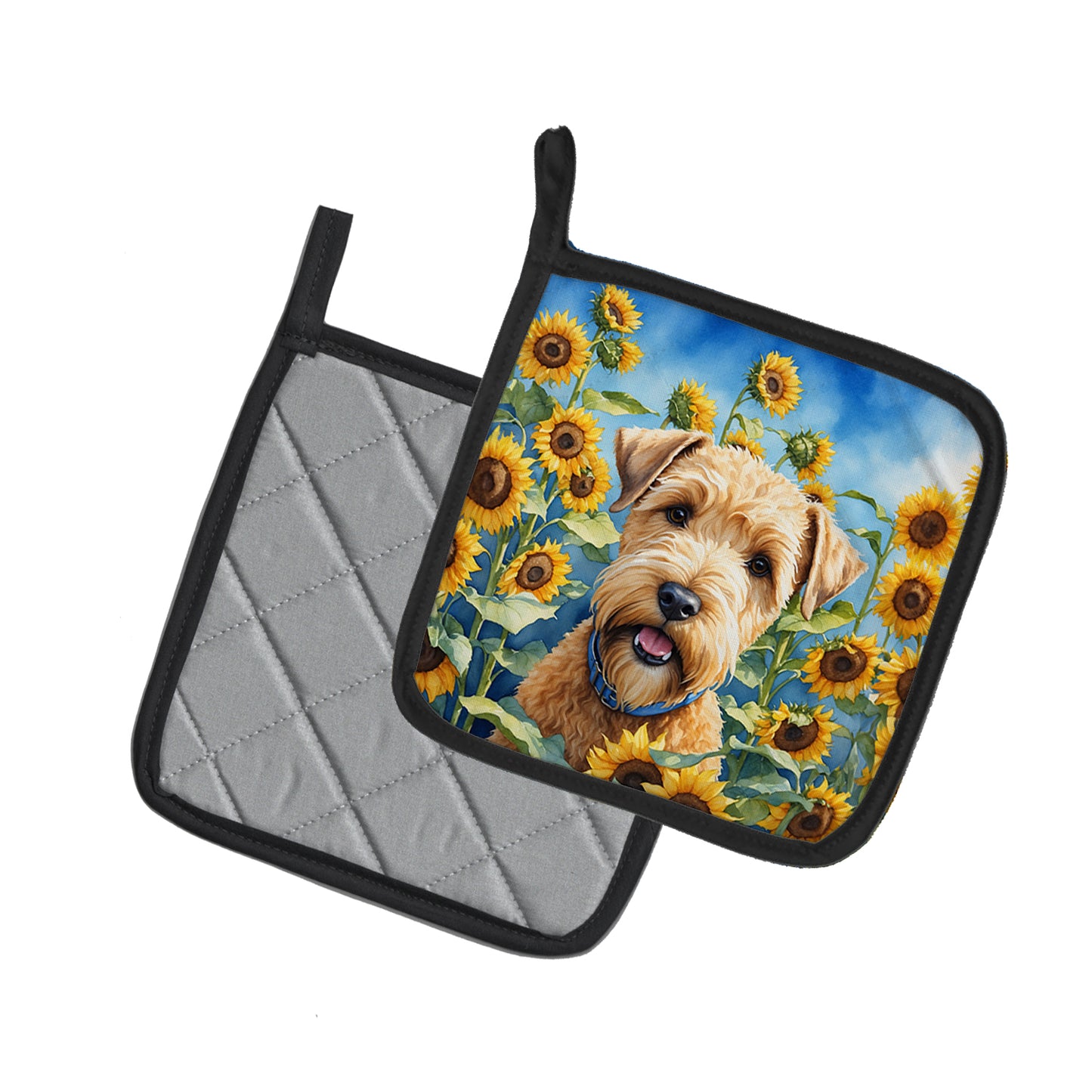 Wheaten Terrier in Sunflowers Pair of Pot Holders