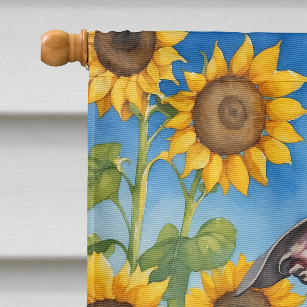 Whippet in Sunflowers House Flag
