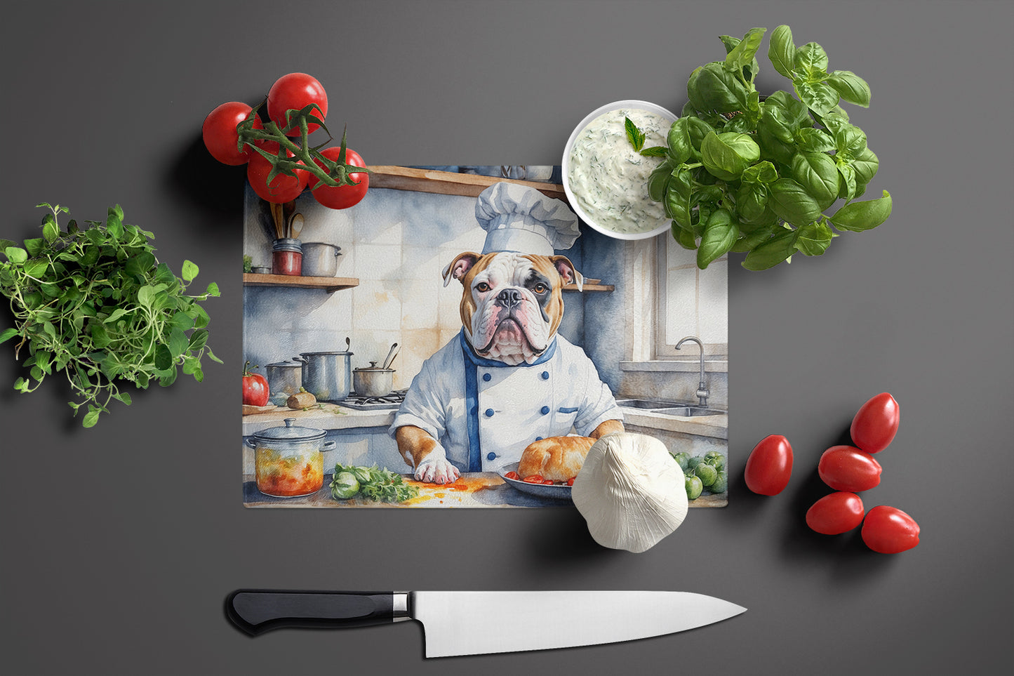 American Bulldog The Chef Glass Cutting Board