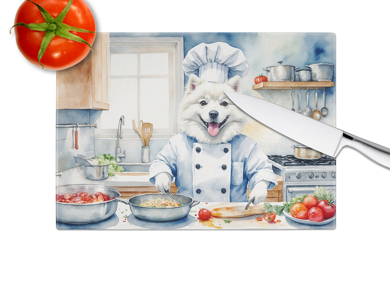 American Eskimo The Chef Glass Cutting Board