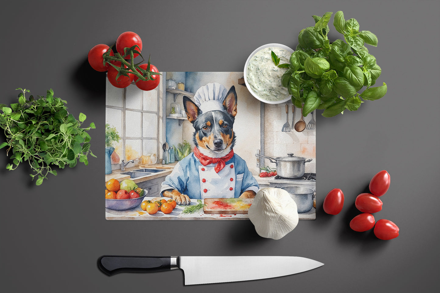 Australian Cattle Dog The Chef Glass Cutting Board