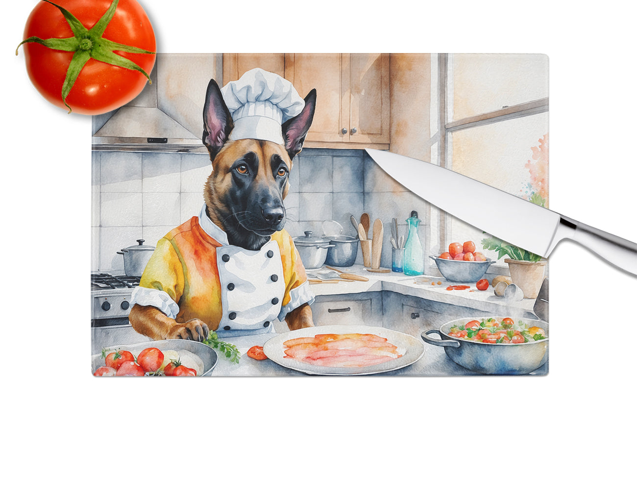 Belgian Malinois The Chef Glass Cutting Board