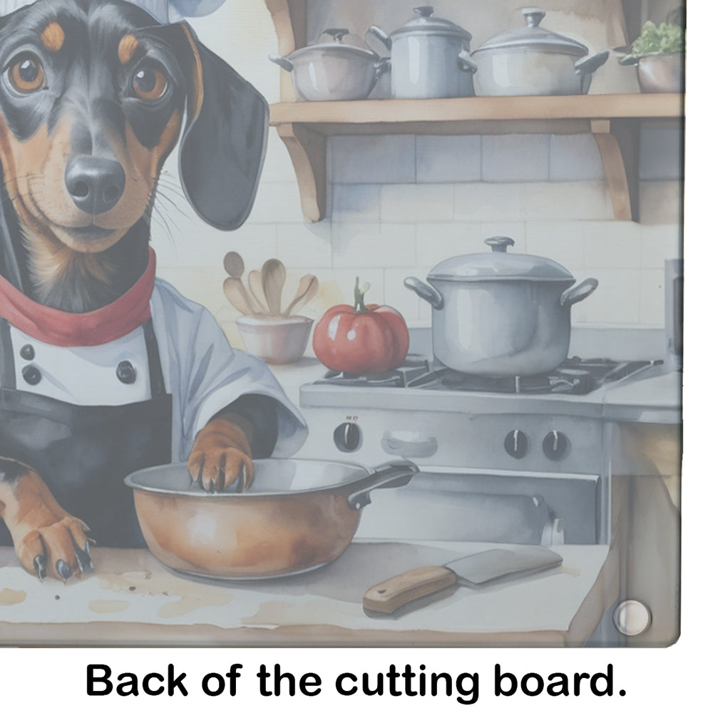 Dachshund The Chef Glass Cutting Board