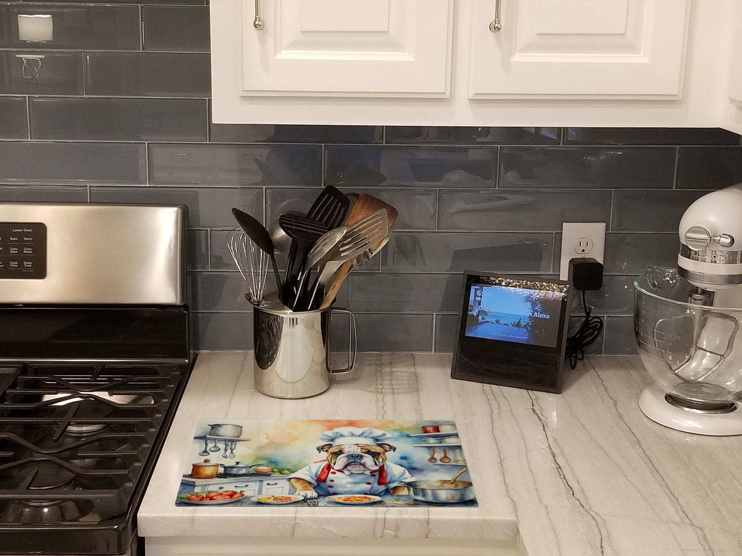 Buy this English Bulldog The Chef Glass Cutting Board