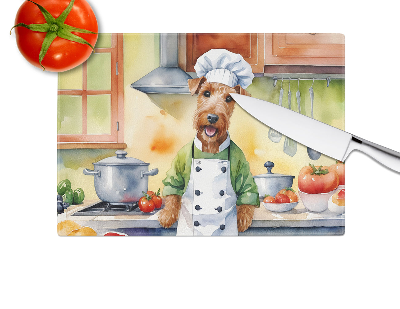 Irish Terrier The Chef Glass Cutting Board