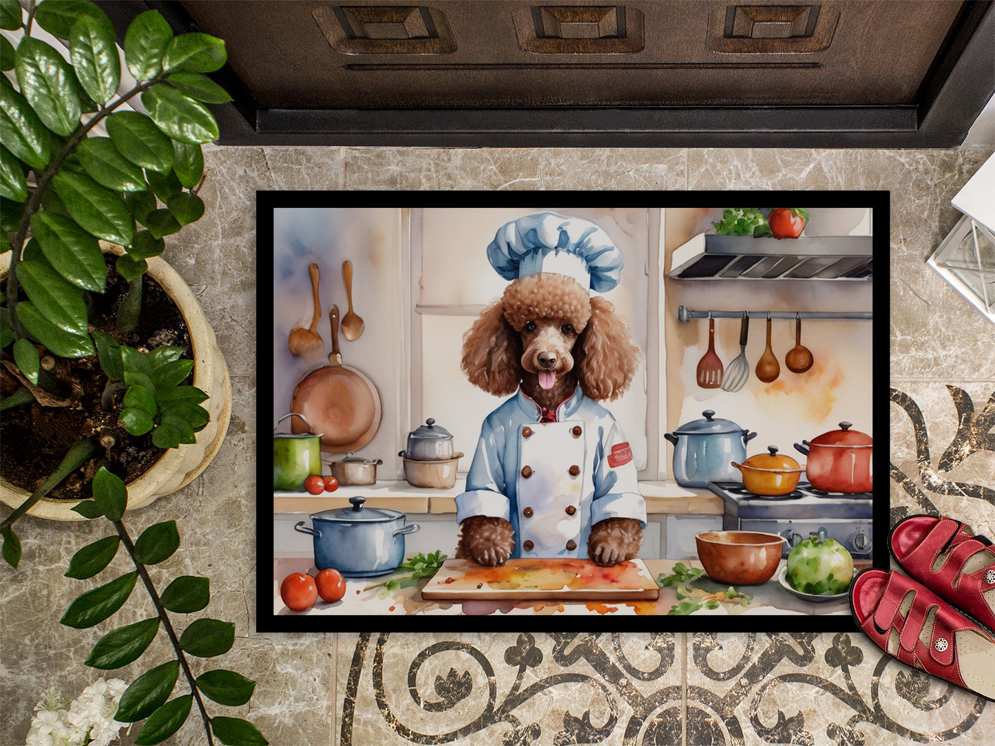 Chocolate Poodle The Chef Doormat