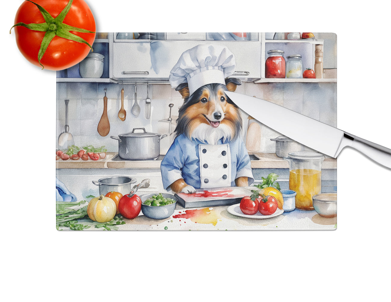 Sheltie The Chef Glass Cutting Board