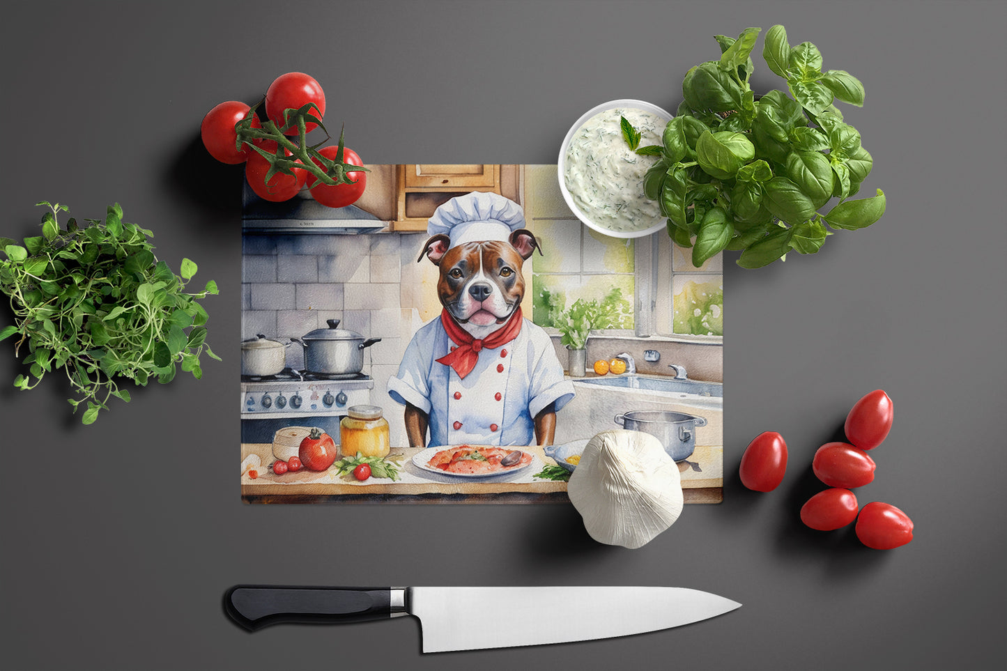 Staffordshire Bull Terrier The Chef Glass Cutting Board