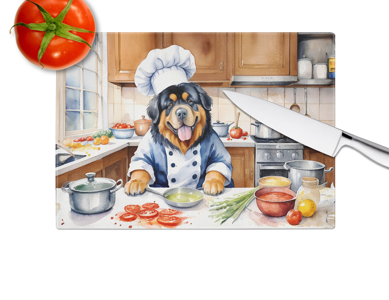 Tibetan Mastiff The Chef Glass Cutting Board